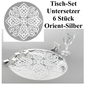 Tisch-Set, Untersetzer, Orient Silber, 6 Stück, Partydekoration Tausend und eine Nacht