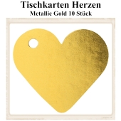 Tischkarte, Namenskarte, Metallic-Gold, Herzen