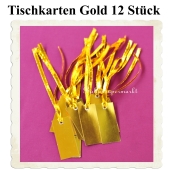 Tischkarten Gold mit Satinband, 12 Stück