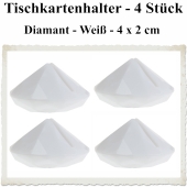 Tischkartenhalter Diamant Weiß, 4 Stück, 4 x 2 cm