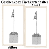 Tischkartenhalter Geschenkbox Silber 2 Stück