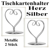 Tischkartenhalter, Silber, Metall, Herzen