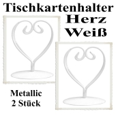 Tischkartenhalter, Weiß, Metall, Herzen