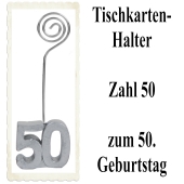 Tischkartenhalter, Namenskartenhalter, Zahl 50, zum 50. Geburtstag