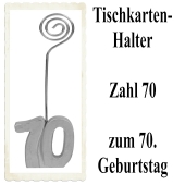 Tischkartenhalter, Namenskartenhalter, Zahl 70, zum 70. Geburtstag