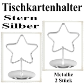 Tischkartenhalter, Silber, Metall, Sterne