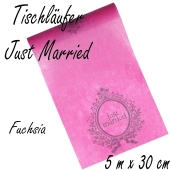 Tischläufer Hochzeit, Just Married, fuchsia