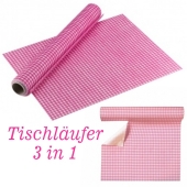 Tischläufer, Tischsets, Karomuster, rosa