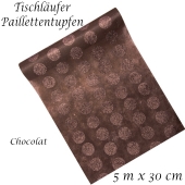  Tischläufer, Tischdecke Pillettentupfen, chocolat, 5 Meter Rolle