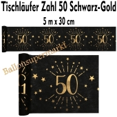 Tischläufer, Tischdecke Zahl 50, schwarz-gold, 5 Meter Rolle