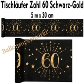 Tischläufer, Tischdecke Zahl 60, schwarz-gold, 5 Meter Rolle