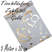 Tischläufer, Tischdecke Zahl 50, gold, 5 Meter Rolle