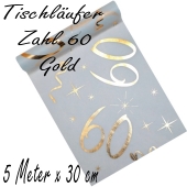 Tischläufer, Tischdecke Zahl 60, gold, 5 Meter Rolle