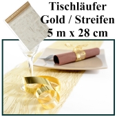 Tischläufer, Tischdecke Gold mit Streifen, 5 Meter Rolle