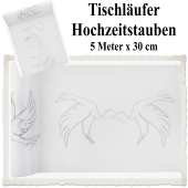 Deko-Tischläufer Weiß mit Hochzeitstauben, Organza Tischdecke, 5 Meter lang x 30 cm