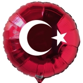 Türkische Flagge Luftballon aus Folie mit Helium-Ballongas, roter Rundballon