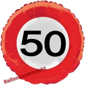 Luftballon zum 50. Geburtstag, Verkehrsschild Zahl 50, Traffic