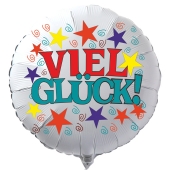 Viel Glück! Weißer Luftballon aus Folie ohne Ballongas Helium