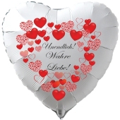 Herzluftballon in Weiß "Undendlich! Wahre Liebe! zum Valentinstag