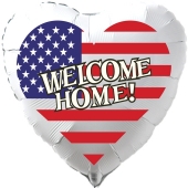 Welcome Home Luftballon aus Folie USA Flagge, Herzballon 45 cm