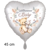 Willkommen Baby. Herzluftballon zu Geburt und Babyparty