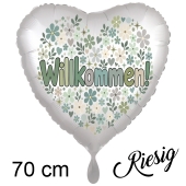 Willkommen - Flowers. Herzluftballon 70 cm