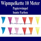 Wimpelkette 10 Meter, bunte Wimpel aus Papier, Festdekoration, Vereinsdekoration, Partydekoration