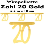 Wimpelkette zum 20. Geburtstag in Gold