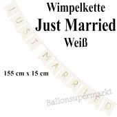 Wimpelkette Just Married, weiß