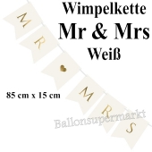 Wimpelkette Mr & Mrs, weiß