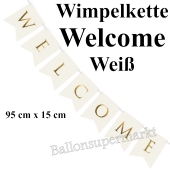 Wimpelkette Welcome, weiß