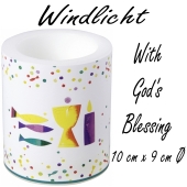 Windlicht With God´s Blessing zur Kommunion und Konfirmation