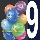 Luftballons mit der Zahl 9, Latexballons mit Zahlen, Neunter Geburtstag