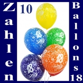 Zahlen-Luftballons, Zahl 18, 10 Stück