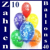 Luftballons mit der Zahl 30 zum 30. Geburtstag, 10 Stück
