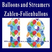 Zahlendekoration Folienballons Zahl 18 mit Helium zum 18. Geburtstag