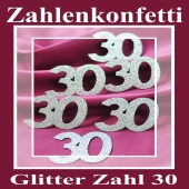 Zahlendekoration Glitter-Konfetti, Zahl 30