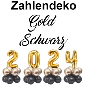 Zahlendekoration Silvester 2024 gold 36cm grosse Zahlenluftballons