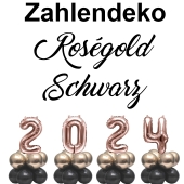 Zahlendekoration Silvester 2024 roségold 36cm grosse Zahlenluftballons