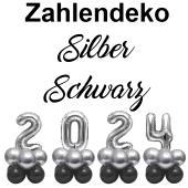 Zahlendekoration Silvester 2024 silber 36cm grosse Zahlenluftballons
