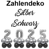 Zahlendekoration Silvester 2025 silber 36cm grosse Zahlenluftballons