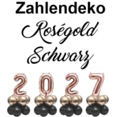 Zahlendekoration Silvester 2027 roségold 36cm grosse Zahlenluftballons
