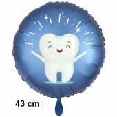Zahn, Zahnparty Luftballon, Satin de Luxe, blau, 43 cm
