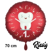 1. Zahn, Zahnparty Luftballon, Satin de Luxe, rot, 70 cm groß