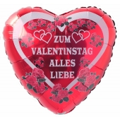 Zum Valentinstag Alles Liebe, roter Herz-Luftballon aus Folie mit Helium Ballongas, Liebesgrüße, Ballongrüße