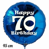 Luftballon aus Folie, blau, rund, 45 cm, zum 70. Geburtstag