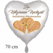 Zur Hölzernen Hochzeit - Herzlichen Glückwünsch, Luftballons aus Folie, 70 cm, Satinweiß
