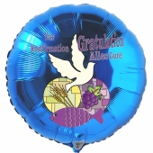 Zur Konfirmation Gratulation Alles Gute!, Luftballon in Blau aus Folie mit Helium