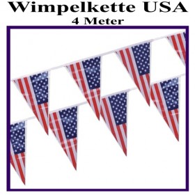 AMENON Wimpelkette US-Flagge, 3 Stück, 4x7 M – Patriotische Dekoration Für Den 4. Juli, Aus Polyester, Mit Ösen