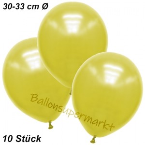 Premium Metallic Luftballons, Gelb, 30-33 cm, 10 Stück
